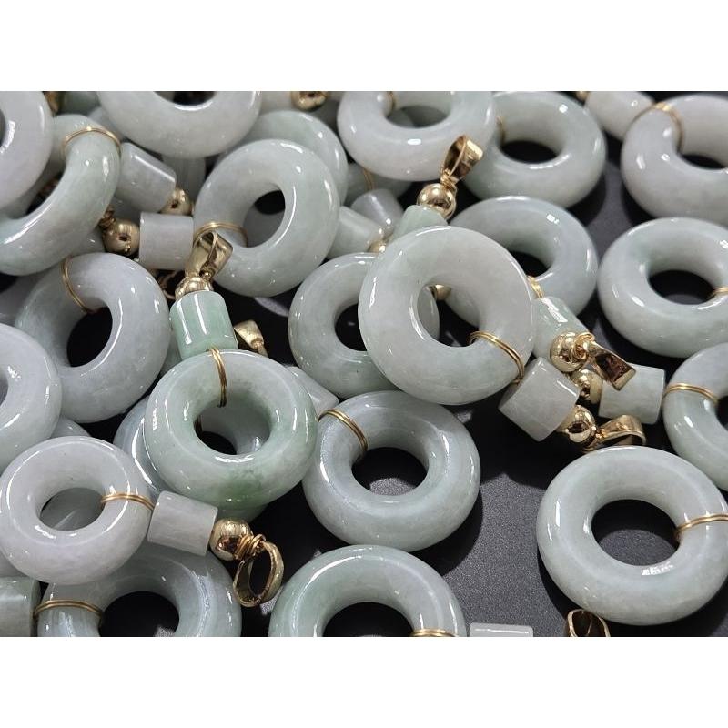 【七彩翡翠】 天然A貨 緬甸 翡翠 吊墜 墜子 吊飾  甜甜圈 平安扣 圓圓滿滿 步步高升 事事如意-細節圖5