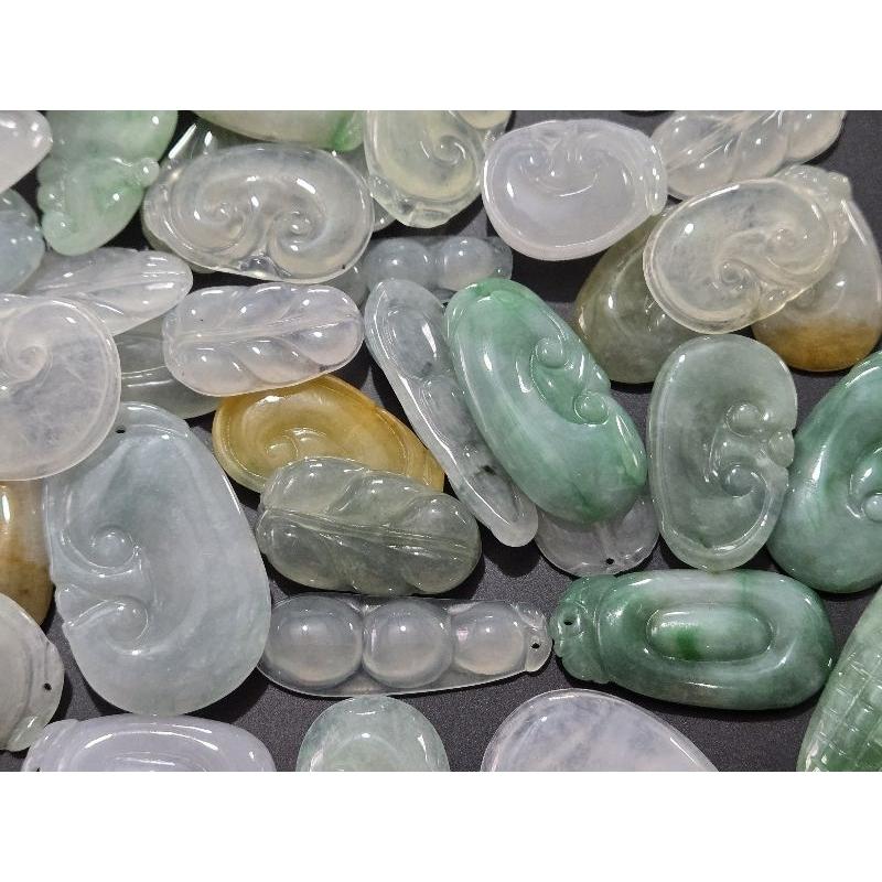 【七彩翡翠】 緬甸 天然翡翠 A貨 翡翠 吊墜 墜子 吊飾 如意 葉子 豌豆 福瓜  事事如意 事業有成 步步高升-細節圖2