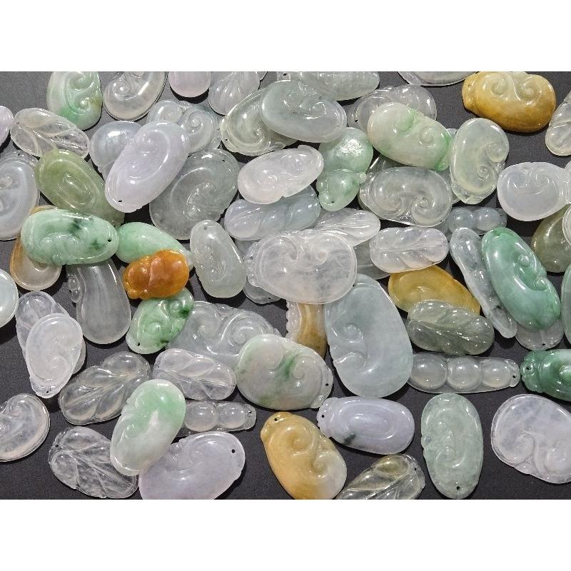 【七彩翡翠】 緬甸 天然翡翠 A貨 翡翠 吊墜 墜子 吊飾 如意 葉子 豌豆 福瓜  事事如意 事業有成 步步高升-細節圖5