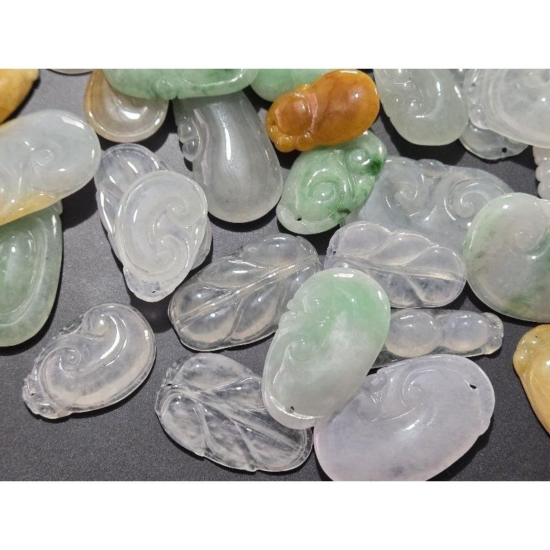 【七彩翡翠】 緬甸 天然翡翠A貨 翡翠 吊墜 墜子 吊飾 如意 葉子 豌豆 福瓜  事事如意 事業有成 步步高升-細節圖4