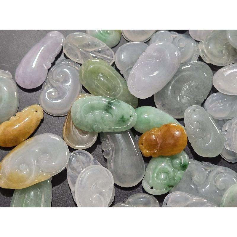 【七彩翡翠】 緬甸 天然翡翠A貨 翡翠 吊墜 墜子 吊飾 如意 葉子 豌豆 福瓜  事事如意 事業有成 步步高升-細節圖5