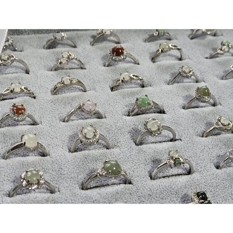 【七彩翡翠】 天然A貨 緬甸 翡翠 戒指 玉戒 戒面 翡翠玉戒 翡翠戒指 活動戒圍 鍍銀 招財 防小人-細節圖2