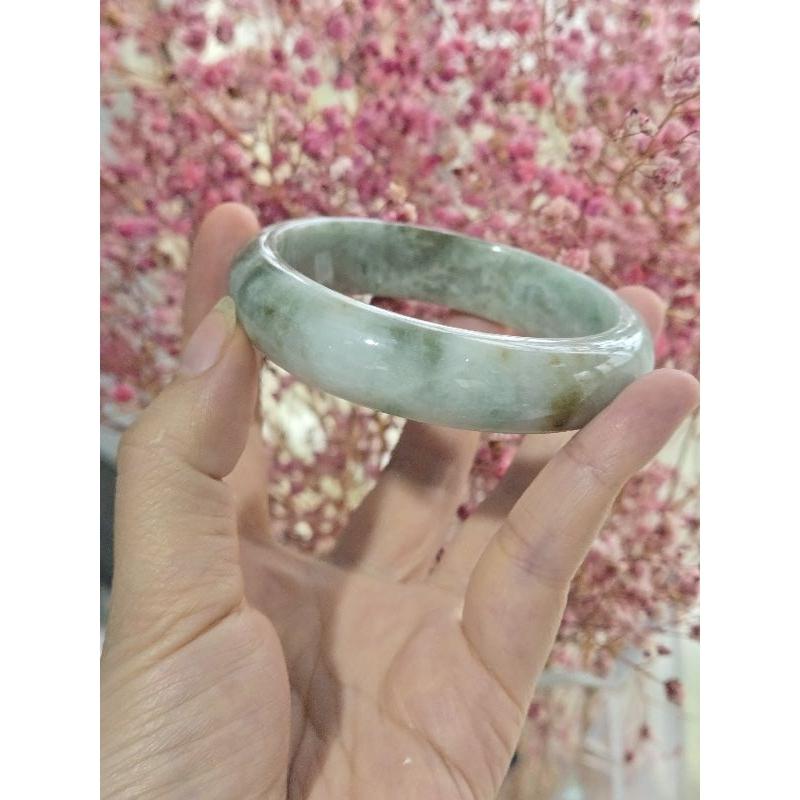 【七彩翡翠】編號19 天然A貨 緬甸 翡翠 手鐲 晴底 漂綠花 黃翡 平安鐲 女鐲-細節圖3