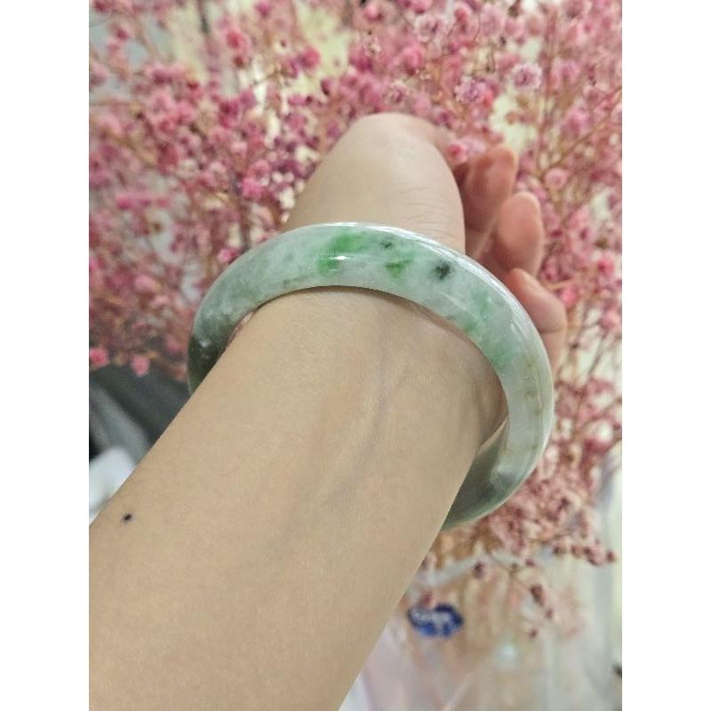 【七彩翡翠】編號19 天然A貨 緬甸 翡翠 手鐲 晴底 漂綠花 黃翡 平安鐲 女鐲-細節圖8