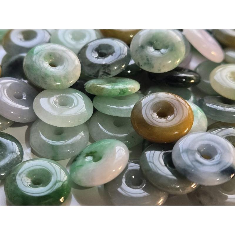 【七彩翡翠】 緬甸 天然 多彩 翡翠 A貨 成品 吊墜 掛件 平安扣 一生平安 歲歲平安 扣住平安 招財 小平安扣-細節圖2