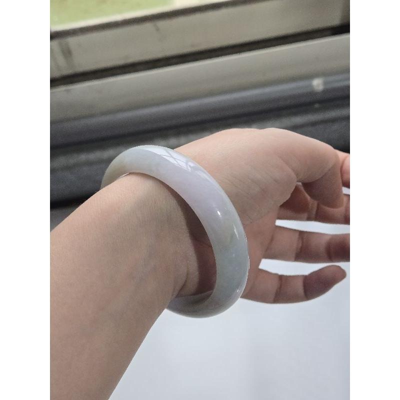 【七彩翡翠】編號21 天然A貨 緬甸 翡翠 手鐲 紫羅蘭 漂綠花 平安鐲 女鐲-細節圖6