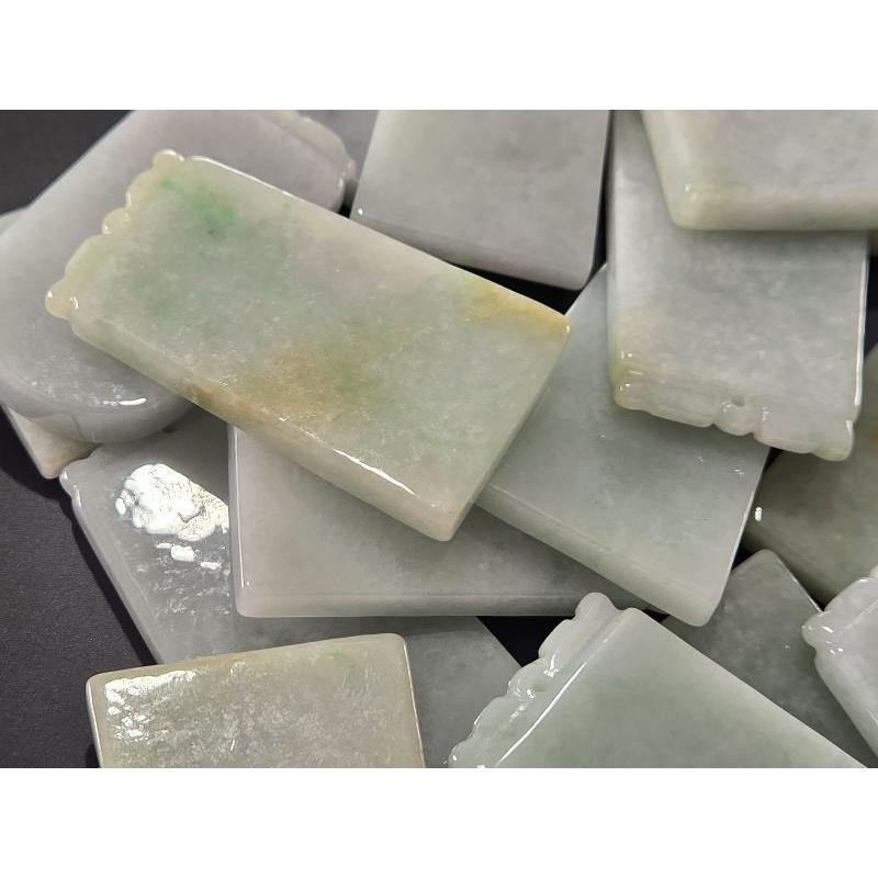 【七彩翡翠】 天然A貨 緬甸 翡翠 吊墜 墜子 吊飾 無事牌 平安無事 許願牌 黃夾綠 飄花 飄綠 紫羅蘭-細節圖3