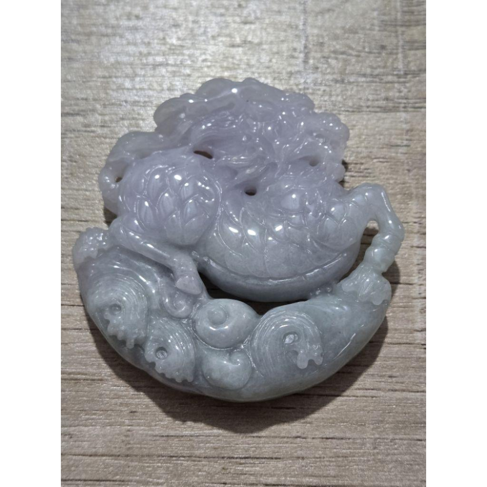 【七彩翡翠】 天然A貨 緬甸 翡翠 吊墜 墜子 吊飾 牌子 厚庄 紫羅蘭 麒麟 吉祥如意 品德高尚 多子多孫-細節圖2