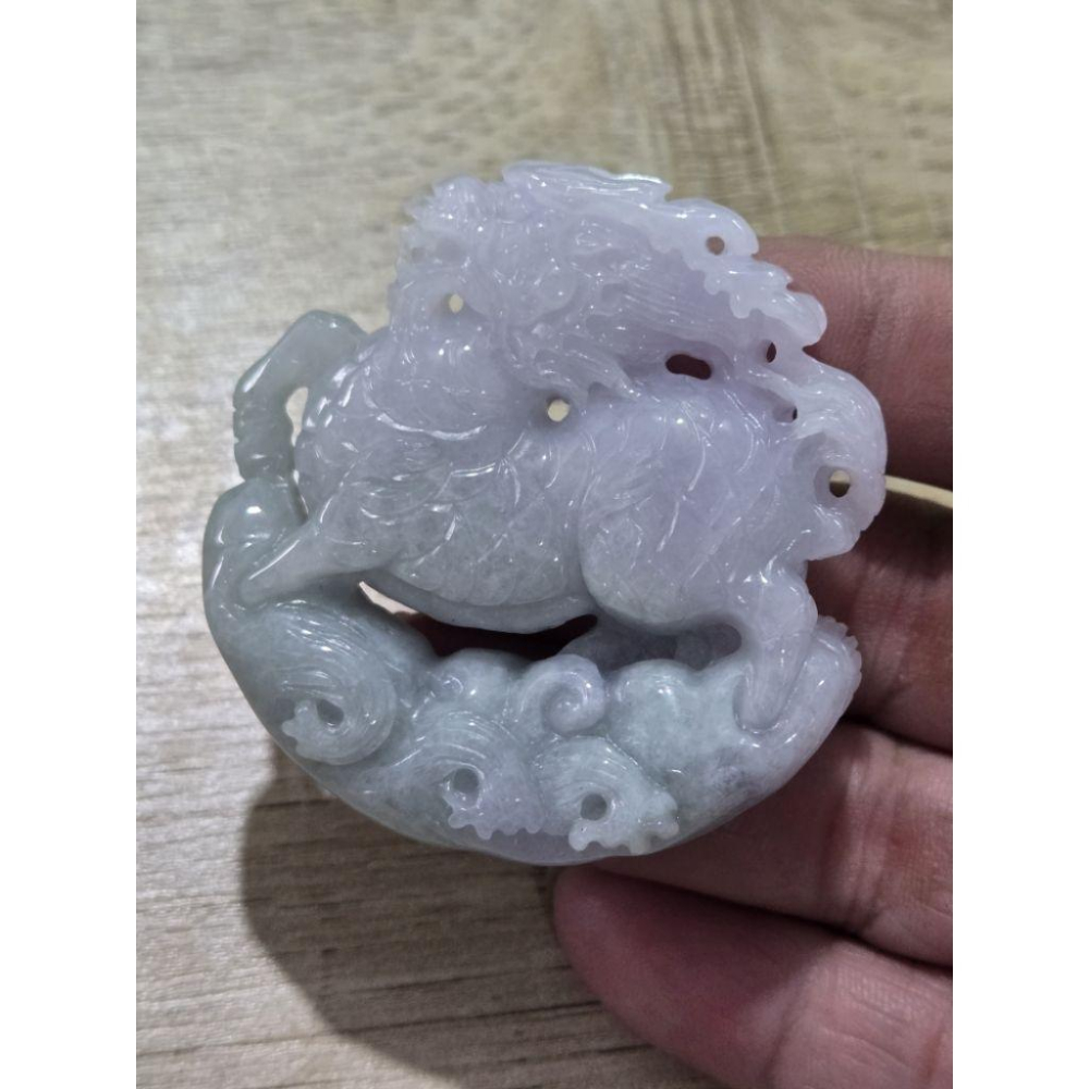 【七彩翡翠】 天然A貨 緬甸 翡翠 吊墜 墜子 吊飾 牌子 厚庄 紫羅蘭 麒麟 吉祥如意 品德高尚 多子多孫-細節圖3