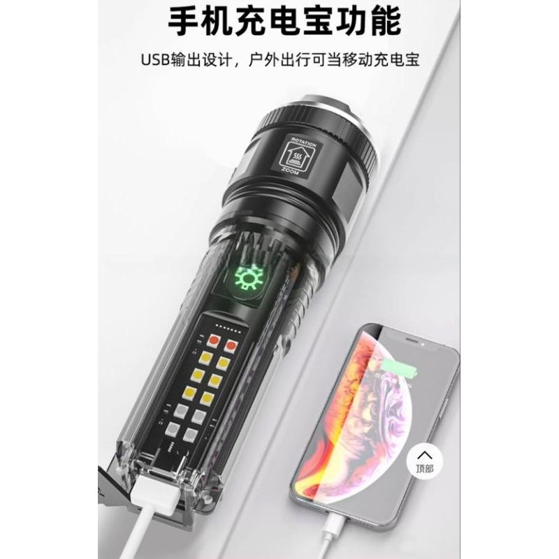 【七彩翡翠】04220 太陽能 變焦 白激光 強光 照明 手電筒 手機充電 野外 露營 釣魚 停電-細節圖5