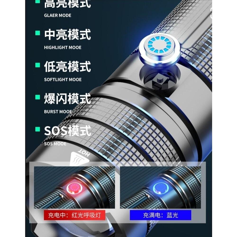 【七彩翡翠】 台灣現貨 04169 大功率 變焦 強光 手電筒 停電 照明 野外 戶外 露營 溯溪 釣魚-細節圖5
