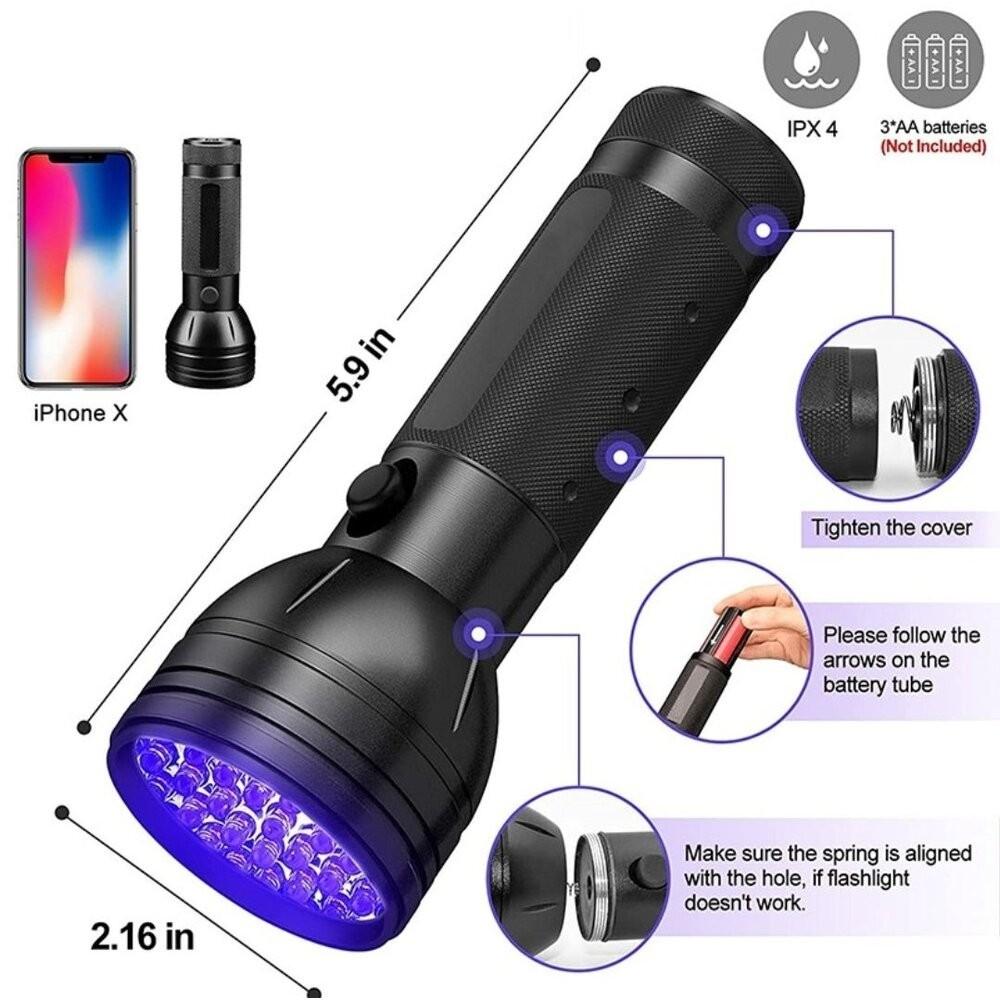 【七彩翡翠】 台灣現貨 04203 紫光燈 紫外線 手電筒 動物 貓 狗 老鼠 跳蚤 糞便 污漬 檢測-細節圖2