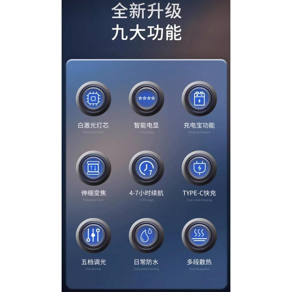 【七彩翡翠】 台灣現貨 04177 白激光 變焦 爆亮 強光 手電筒 停電 照明 野外 戶外 露營  釣-細節圖2