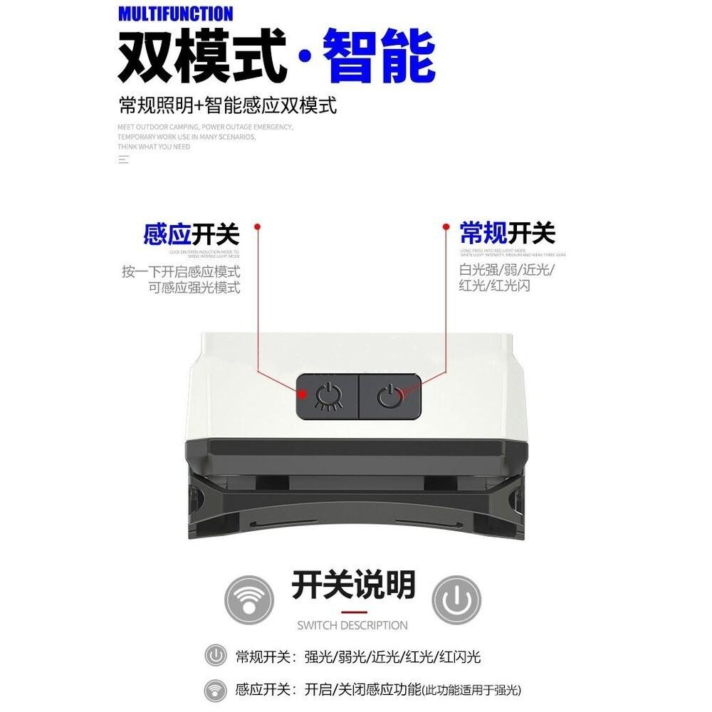 【七彩翡翠】 台灣現貨 04166 感應 變焦 頭燈 手電筒 停電 照明 野外 戶外 露營 釣魚 巡邏-細節圖3