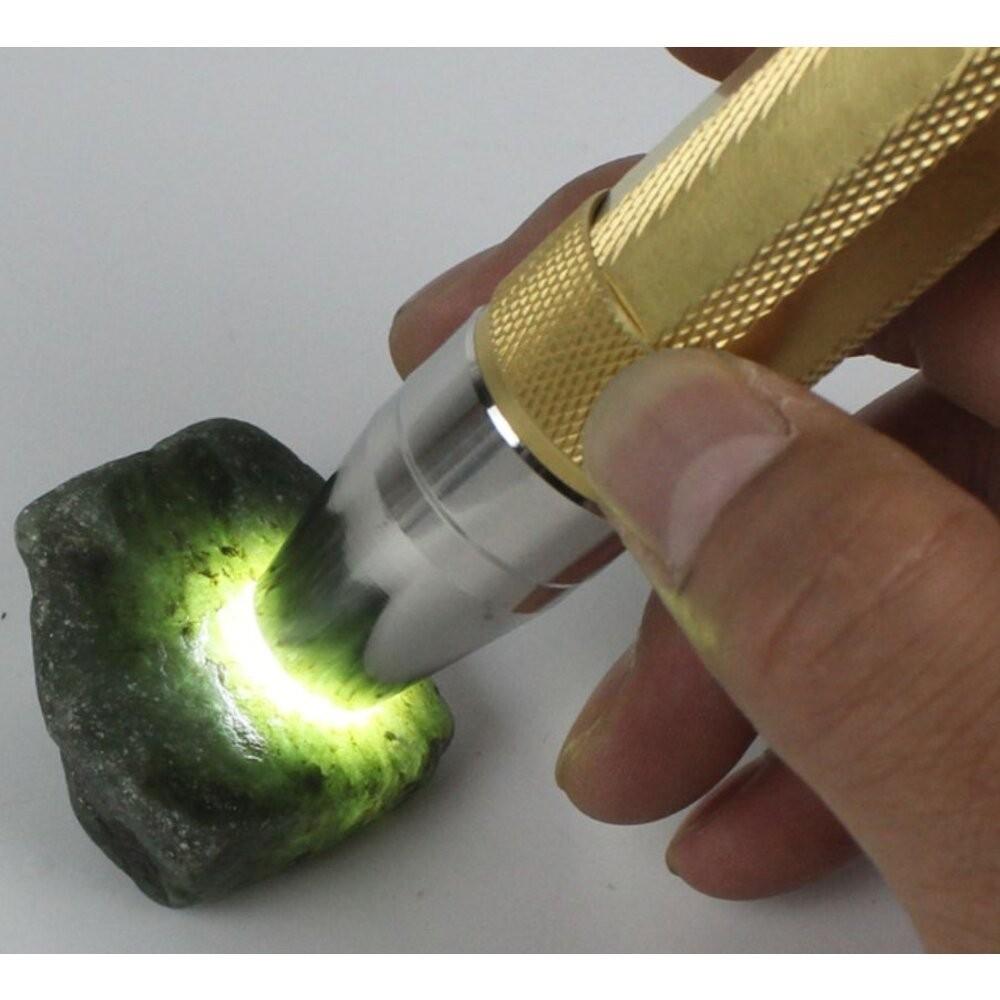 【七彩翡翠】04076 黃銅 三光源 強光 手電筒 翡翠 玉石 水晶 瑪瑙 琥珀 探照 鑑定-細節圖5