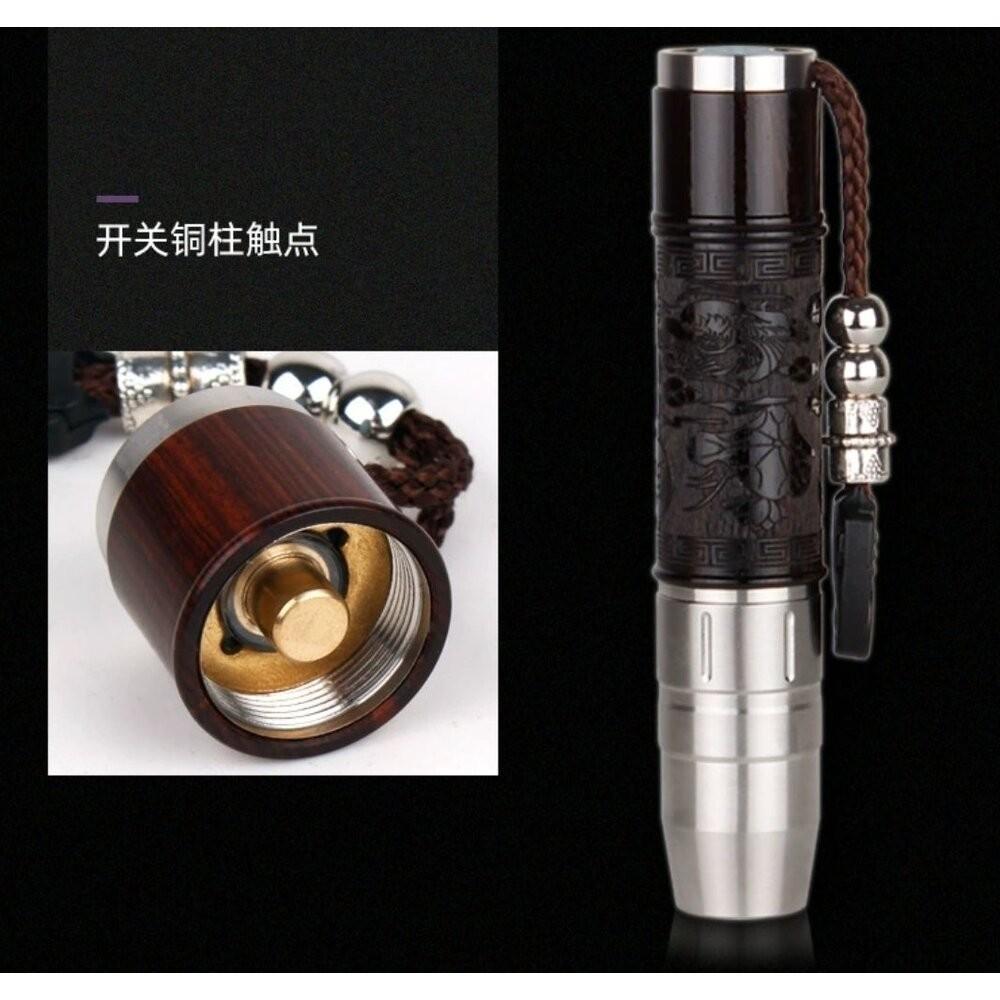 【七彩翡翠】04071 玉石 強光 手電筒 檀木款 翡翠 水晶 探照 鑑定 錢鈔 防偽-細節圖6