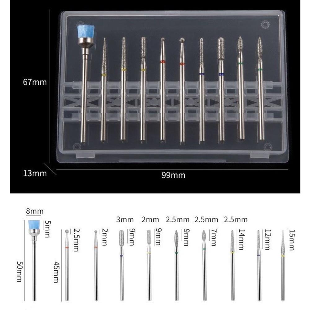 【七彩翡翠】2.35柄 美甲工具 10支 美甲機 毛掃除塵 金剛砂磨頭 除角質 去死皮-細節圖3