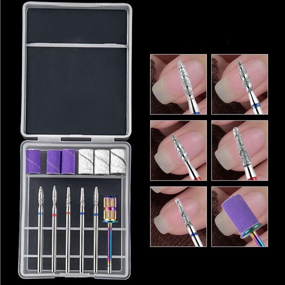 【七彩翡翠】2.35柄 美甲 工具 炫彩砂紙柄 砂紙 金剛砂磨頭 美甲機 打磨 12件套-細節圖2