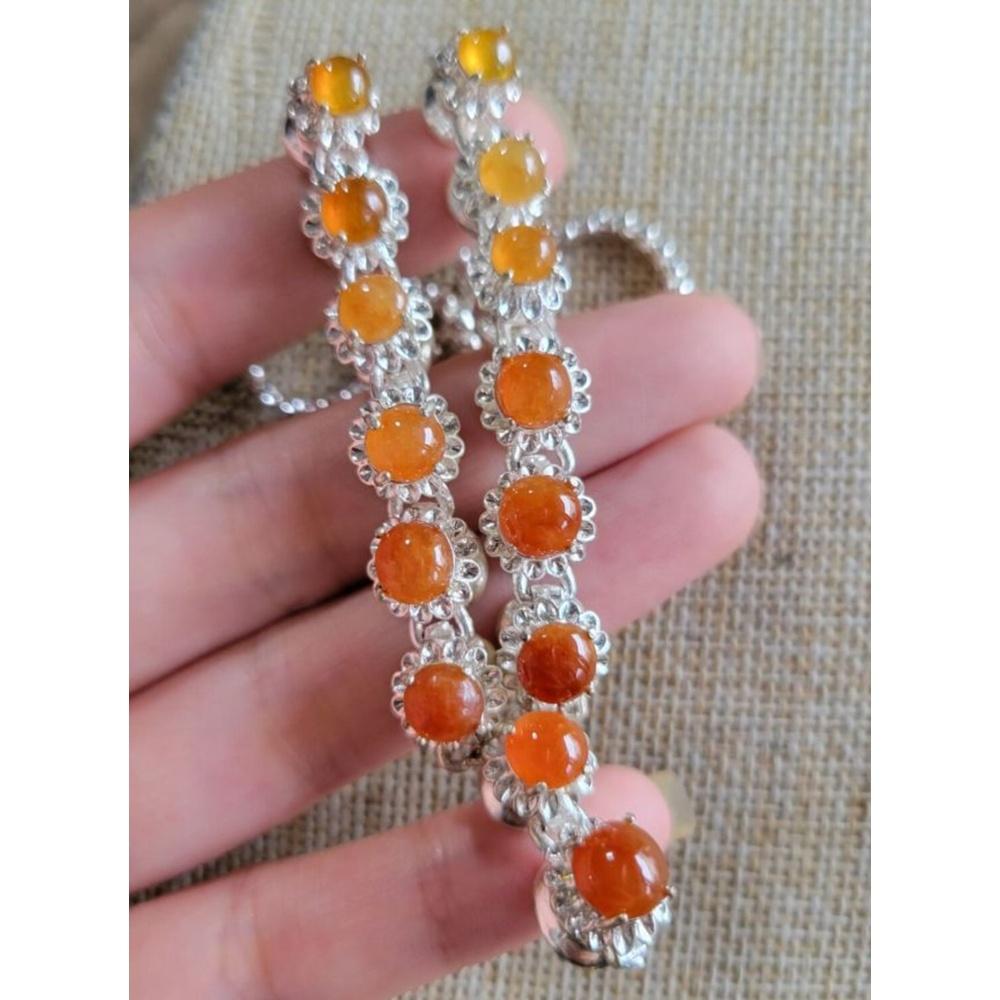 【七彩翡翠】緬甸 翡翠 天然 成品A5727☆放大漏！銅托冰瑩放光翡翠天然紅黃翡翡翠蛋面，戒-細節圖8