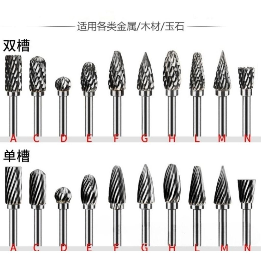 【七彩翡翠】 3柄 加長型 100mm 單螺紋 雙螺紋 鎢鋼 磨頭 模具加工 修光 去毛邊 去毛刺 雕刻 打磨 金屬-細節圖6