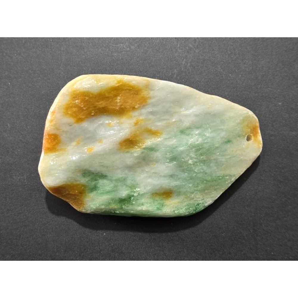 【七彩翡翠】 0393 天然A貨 緬甸 翡翠 原石掛件 原石 吊墜 墜子 吊飾  隨形牌 黃+綠-細節圖3