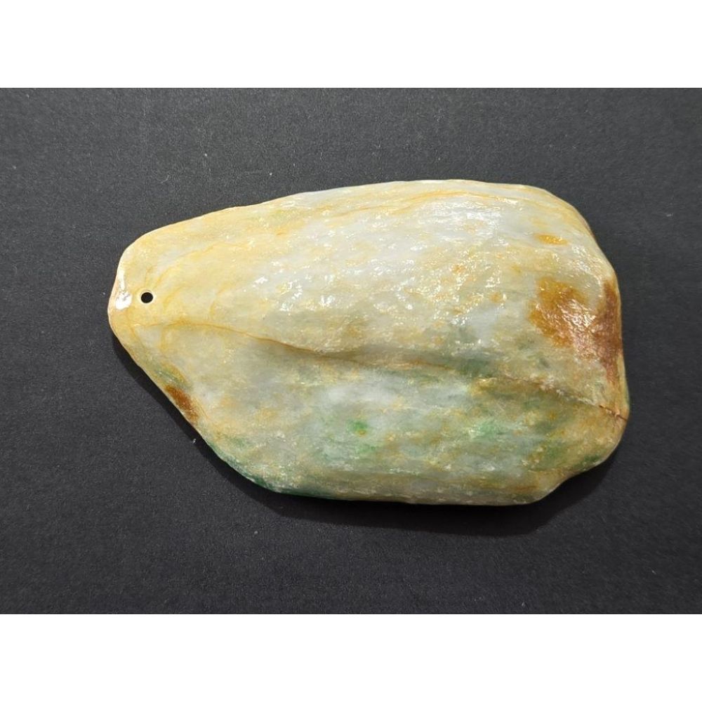 【七彩翡翠】 0393 天然A貨 緬甸 翡翠 原石掛件 原石 吊墜 墜子 吊飾  隨形牌 黃+綠-細節圖4