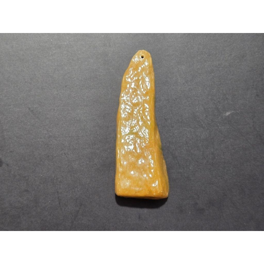 【七彩翡翠】 0391 天然A貨 緬甸 翡翠 原石掛件 原石 吊墜 墜子 吊飾  隨形牌 黃+綠 黃翡-細節圖2