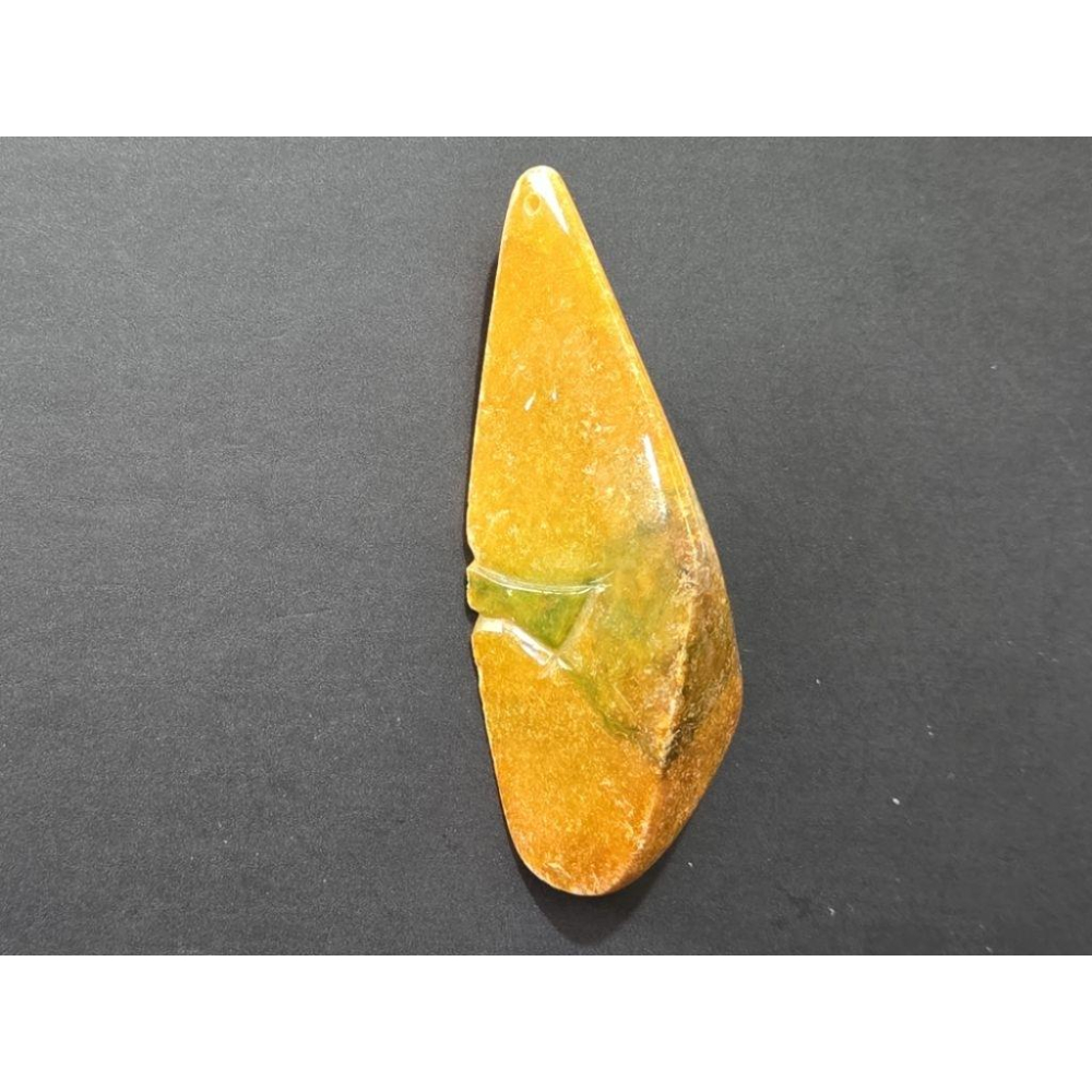 【七彩翡翠】 0396 天然A貨 緬甸 翡翠 原石掛件 原石 吊墜 墜子 吊飾  隨形牌 黃+綠-細節圖2