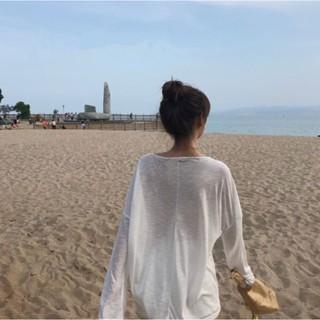 【QQSHOP】L0054 薄款 比基尼 罩衫 防曬 玩水 游泳 溫泉 海邊 海灘 渡假-細節圖4