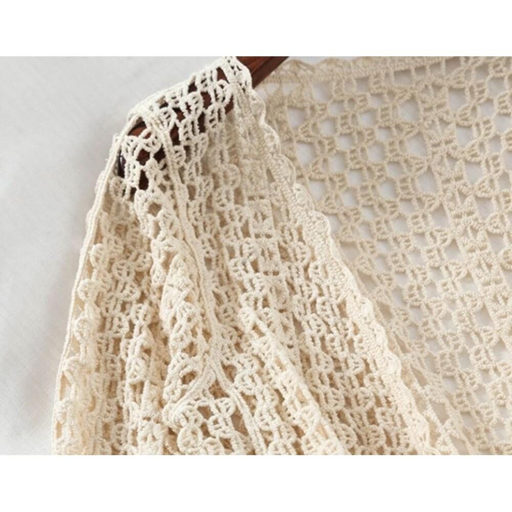 【QQSHOP】L0092 針織 鏤空 遮陽 防曬 罩衫 披肩 背心 薄外套 上班 外出-細節圖4