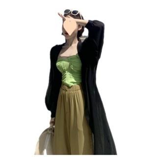 【QQSHOP】L00113 長版 雪紡 薄外套 遮陽 防曬 批肩 休閒 渡假 細肩帶 比基尼-細節圖2