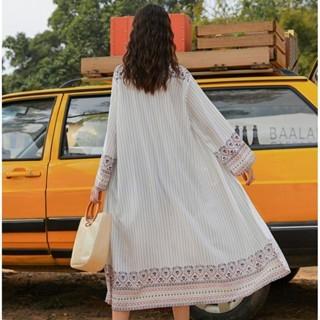 【QQSHOP】L00090 長版 民族風 防曬 遮陽 罩衫 批肩 渡假 海灘 比基尼-細節圖2