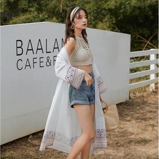 【QQSHOP】L00090 長版 民族風 防曬 遮陽 罩衫 批肩 渡假 海灘 比基尼-細節圖3