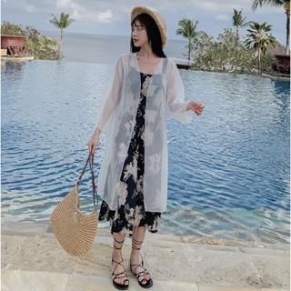 【QQSHOP】L00088 雪紡 遮陽 防曬 罩衫 披肩 出國 渡假 海灘 玩水 拍照-細節圖3