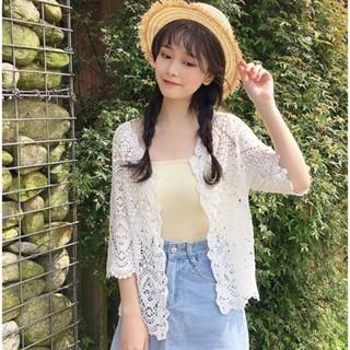 【QQSHOP】L00061 防曬 罩衫 披肩 韓版 鏤空 蕾絲 比基尼 泳裝 渡假 拍照-細節圖3