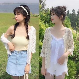 【QQSHOP】L00061 防曬 罩衫 披肩 韓版 鏤空 蕾絲 比基尼 泳裝 渡假 拍照-細節圖4