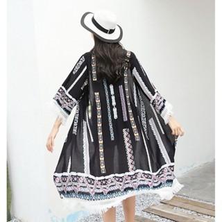 【QQSHOP】L00082 民族風 流蘇 防曬 遮陽 罩衫 披肩 旅遊 渡假 拍照-細節圖4