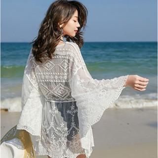 【QQSHOP】L00066 遮陽 罩衫 比基尼 泳裝 蕾絲 網紗 溫泉 渡假 海灘 拍照-細節圖2