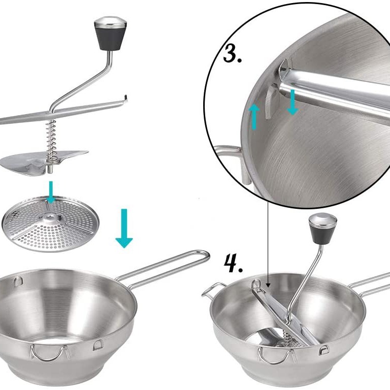 ❄️現貨❄️壓馬鈴薯神器 不銹鋼壓薯器 烘焙搗碎器 寶寶輔食 廚房工具 不銹鋼壓泥器  研磨器 食物攪拌器 蔬菜磨泥器-細節圖2