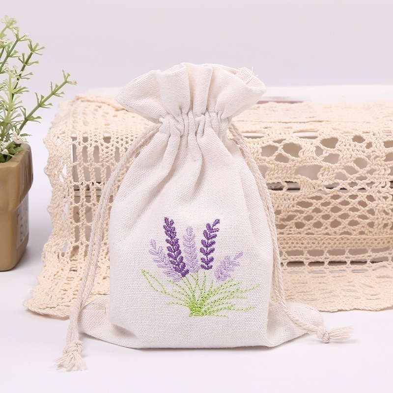 ❄️現貨❄️薰衣草刺繡麻布袋 麻布束口袋 麻布袋 平口袋 首飾包 收納袋 棉布袋 帆布袋 飾品包裝袋 抽繩麻布袋 包裝袋-規格圖4