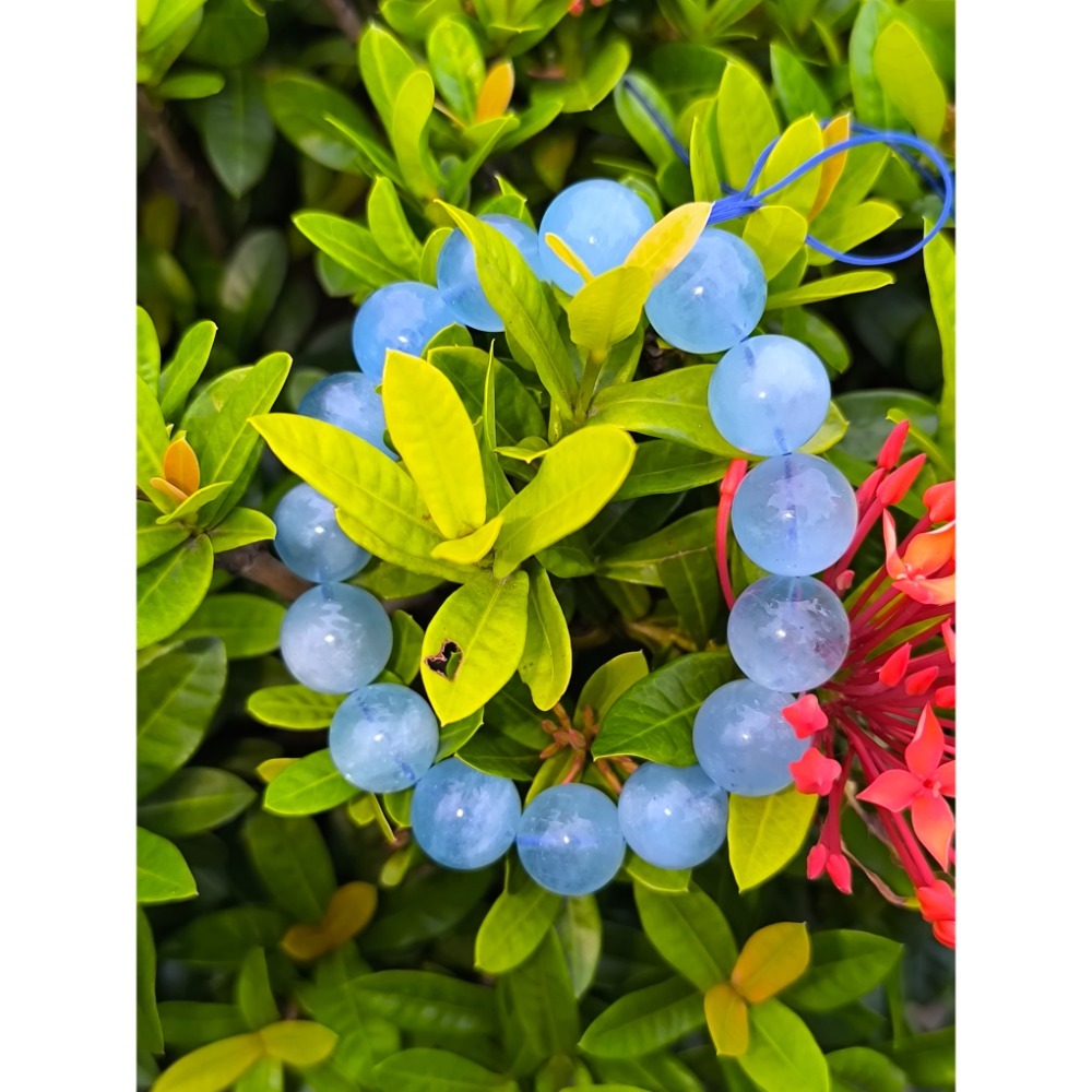 ❄️現貨❄️平價6A級海藍寶手鍊 海藍寶手串 海藍寶手鍊 海藍寶 海藍寶手珠 手珠 水晶 海藍寶手鏈 海水海藍寶 平價海-規格圖4