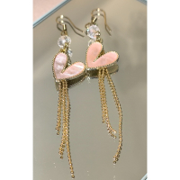 ❄️現貨❄️S925純銀韓系粉色愛心流蘇耳環 浪漫高級波光粼粼耳環 粉色愛心耳勾 小眾輕奢風 粉色愛心耳環 粉色愛心耳針