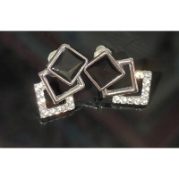 🌟現貨🌟S925銀針簡約風黑色方塊耳釘 黑色水鑽方形耳環 小香風微鑲耳鑽水鑽耳環 氣質耳環 仙氣 氣質 簡約 耳針