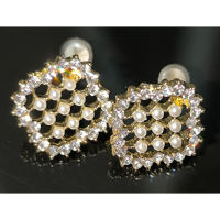 💜現貨💜氣質幾何珍珠鑲鑽耳環 氣質耳環 仙氣 氣質 幾何珍珠耳環 氣質百搭耳環 耳勾 珍珠耳針 耳針 耳環 鑽石珍珠