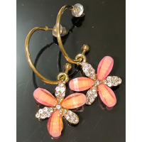 💕現貨💕#限量一個#粉色小花水鑽耳環 小花耳環 氣質耳環 氣質 仙氣 清新 少女心 禮服百搭 耳環 耳針