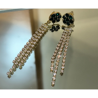 ❄️現貨❄️S925純銀韓系綠色小花鑲鑽流蘇耳環 浪漫高級波光粼粼耳環 鑲鑽流蘇耳環 小眾輕奢風 小花流蘇耳環 小花耳針