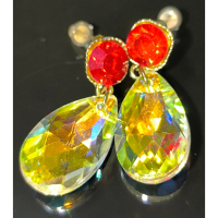 ❤現貨❤水滴造型水鑽耳環 水滴耳環 禮服宴會搭配 貴氣氣質 仙氣 水滴鑽石耳環 耳針 紅色方鑽水滴鑽石耳環 水滴耳針