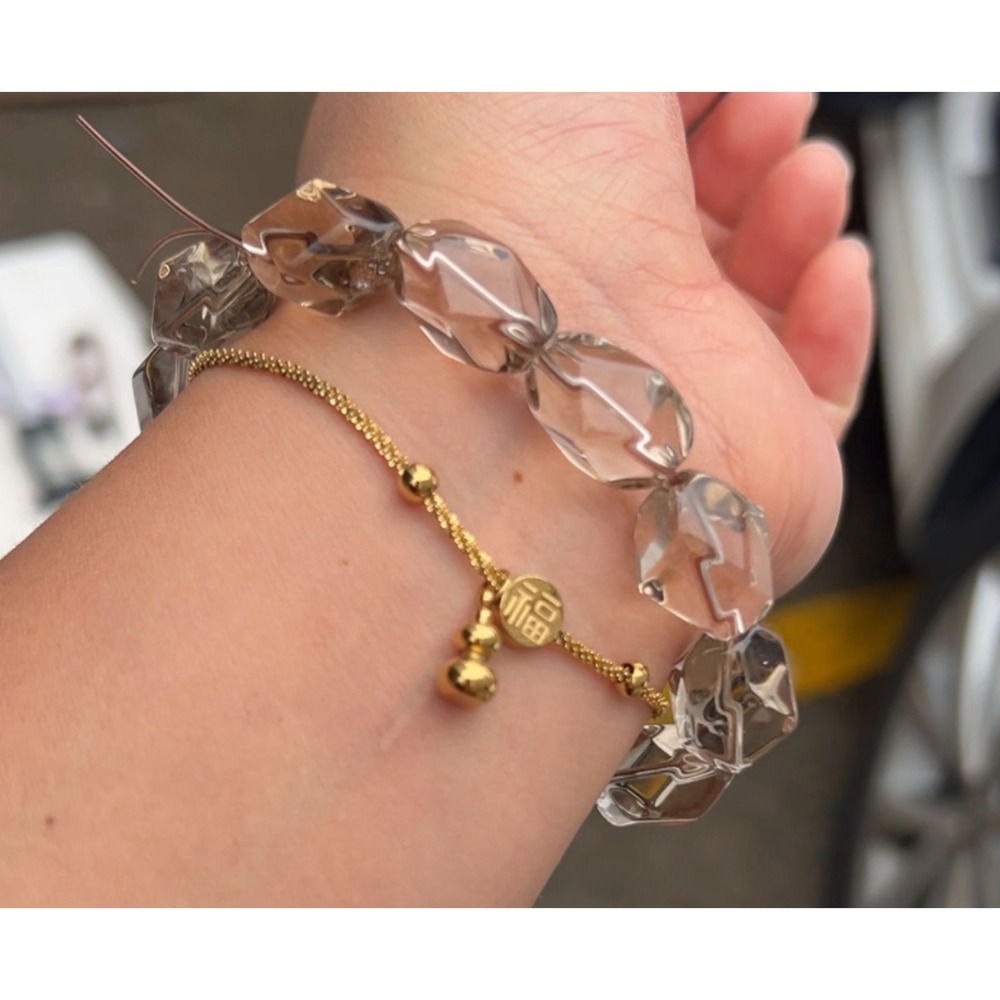 ❄️預購❄️7A級天然白水晶切面隨行手串 茶晶切面隨行手串 白水晶手串 茶晶手串 白水晶 手鍊 手串 手珠 茶晶 隨行手-細節圖2