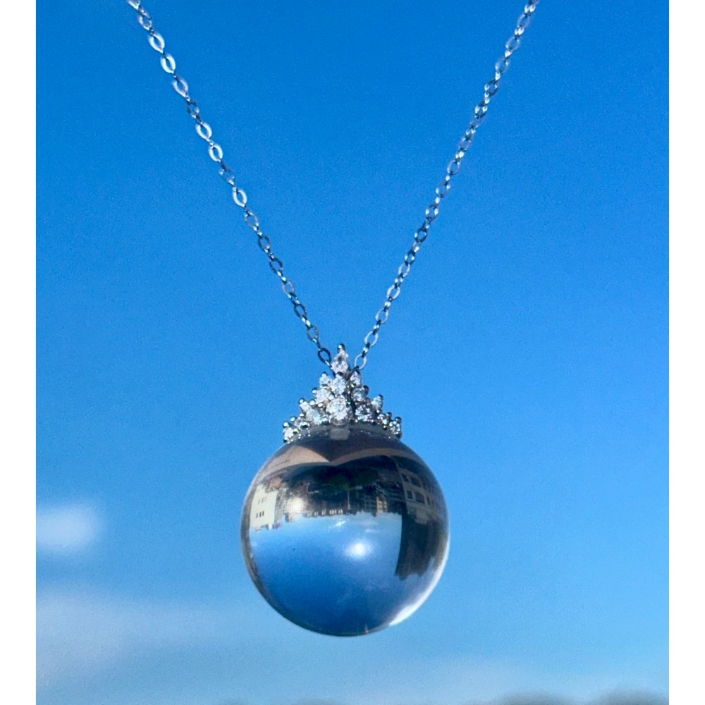 ❄️預購❄️天然粉水晶球吊墜 全淨晶體白水晶吊墜 粉水晶 莫桑比克星光粉水晶吊墜 粉水晶 白水晶 吊墜 項鍊 鎖骨鏈-細節圖6