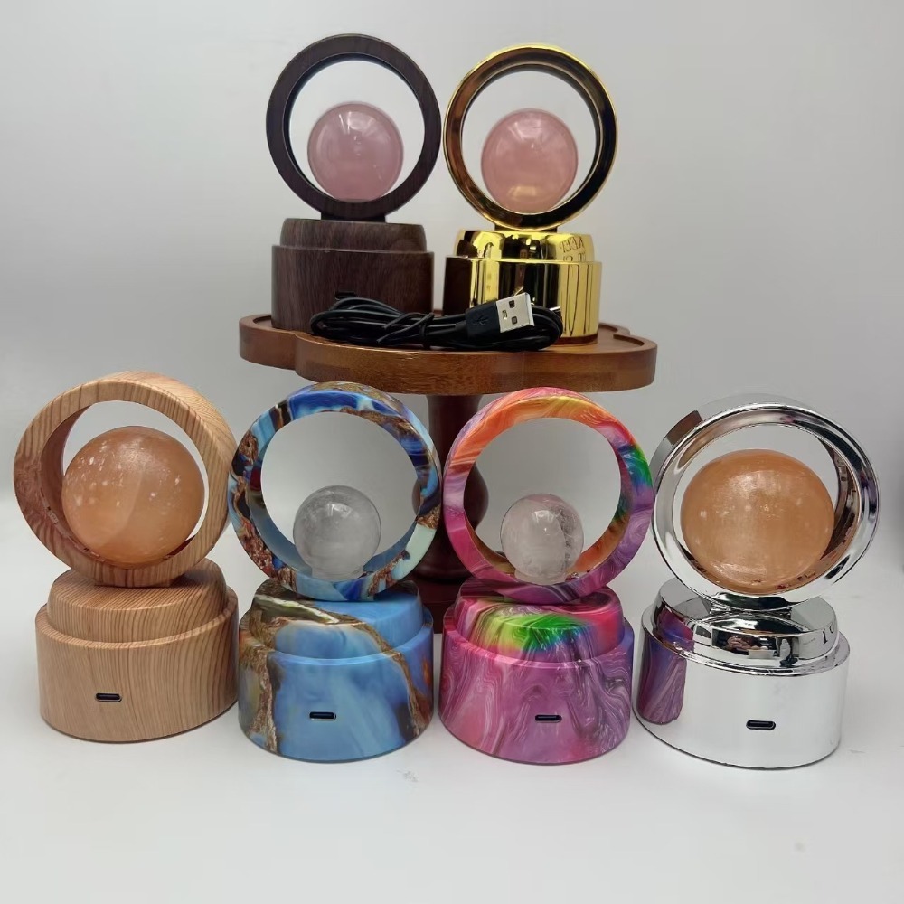 ❄️現貨❄️自動旋轉木質燈水晶球底座 水晶球底座 球托 手工藝品支架 底座 燈座 水晶球底托 USB水晶球底座 水晶球支-細節圖2